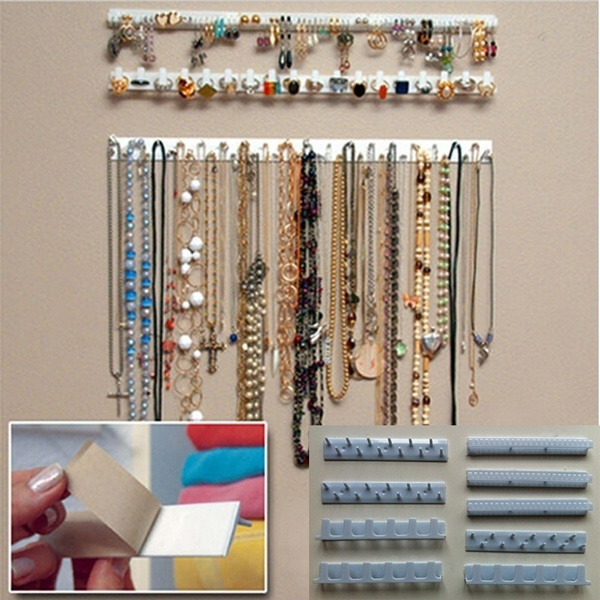 9 in 1 Adhesive Paste Wall Hanging Storage Hooks Jewelry Display Organizer Necklace  Hanger